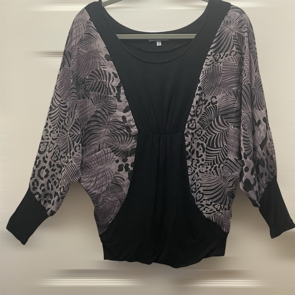 Charlotte Russe Black and Mauve Animal Print Top